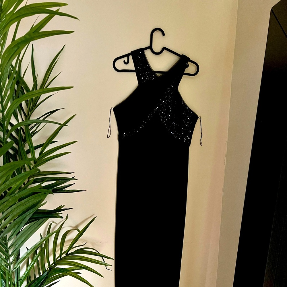 Black long formal dress with sequins